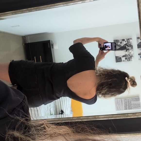 Nike Studio Front Tie Stretch Jersey Yoga Top Black Size Medium V-Back - Picture 4 of 16